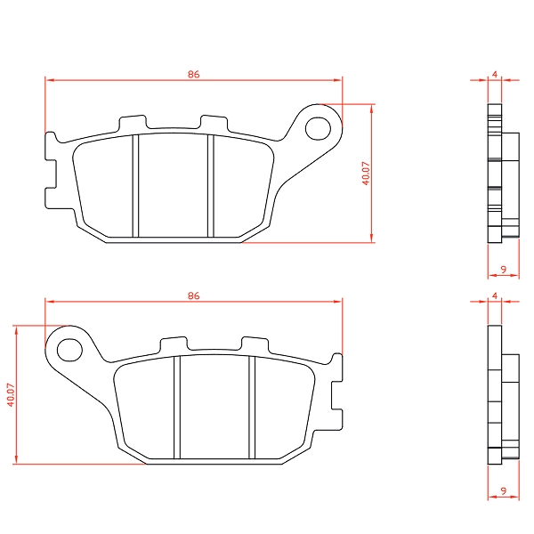 PLAQUETTE DE FREIN MOTO BRENTA METAL FRITTE ADAPT. YAMAHA 700 MT-07 / MT-09 / MT-10  AR / HONDA 600 CB F HORNET 1998-2006 AR / KAWASAKI 750 Z 2007-2012 AR. 650 Z 2017> AR / SUZUKI 1250 GSF BANDIT 2007