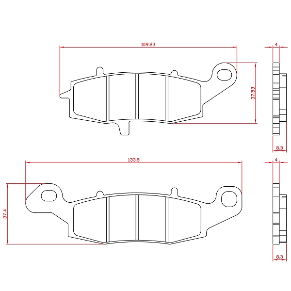 PLAQUETTE DE FREIN MOTO BRENTA METAL FRITTE  ADAPT. KAWASAKI 650 ER-6N 2006>. 650 VERSYS 2007>. 1100 ZEPHIR 1997>. VN 1500 AV / SUZUKI GSX 600 F. 650 V-STROM AV / VANVAN 125CC  (HOMOLOGUEE ECE R90)  B