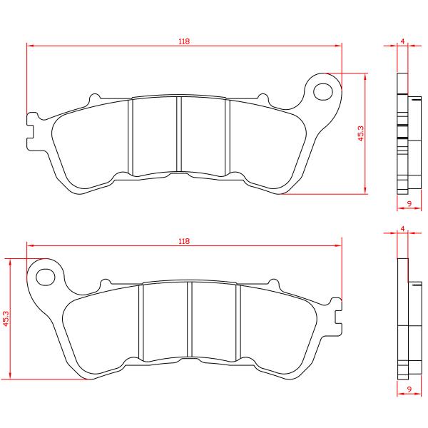 PLAQUETTE DE FREIN MOTO BRENTA METAL FRITTE ADAPT. HONDA SH 300 2006-2014 / HONDA 400 SILVER WING 2009 / 600 SILVER WING / 700 INTEGRA 2014> AV  (HOMOLOGUEE ECE R90) BR4254