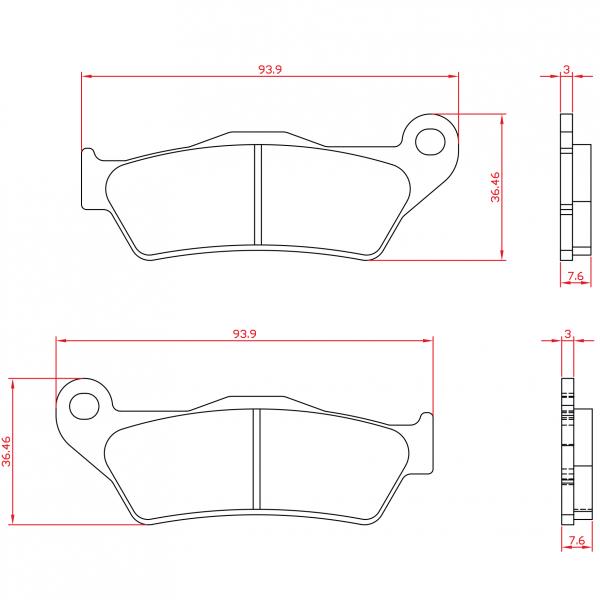 PLAQUETTE DE FREIN MOTO BRENTA METAL FRITTE ADAPT. BMW 1200 R NINE-T 2013-2018 AR / DUCATI 1200 MULTISTRADA ABS 2015-2017 AR / YAMAHA 700 TENERE 2019-2024 AVANT  (HOMOLOGUEE ECE R90) BR4027