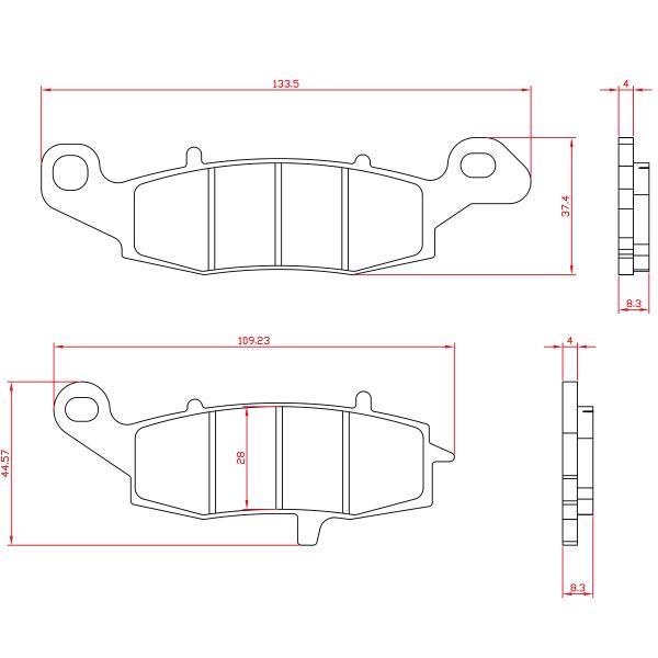 PLAQUETTE DE FREIN MOTO BRENTA METAL FRITTE ADAPT KAWASAKI 650 ER-6F 2006-2016 AV GAUCHE. 650 KLE VERSYS 2007-2014 AV GAUCHE / SUZUKI 650 SV S 2007-2018> AV. 650 DL V-STROM 2004> AV  (HOMOLOGUEE ECE R