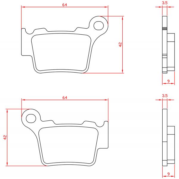 PLAQUETTE DE FREIN MOTO BRENTA OFFROAD ADAPT. HUSQVARNA 125-250-300-450 TE. 510-570 SMR AR / KTM 125-250-300-400-535 EXC / HUSABERG 125-250 TE. 450-570 FE ( BR6056 )