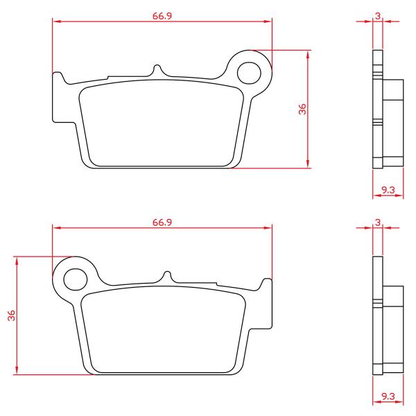 PLAQUETTE DE FREIN MOTO BRENTA OFFROAD ADAPT. GAS GAS 300 EC 2000-2010 AR / SUZUKI 250 RM 1996-2008 AR / YAMAHA 250 WR X 2008-2013 AR. 125 YZ 1998-2025 AR  ( BR6101 )