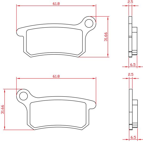 PLAQUETTE DE FREIN MOTO BRENTA OFFROAD ADAPT.  KTM SX 65CC / HUSQVARNA CR / TC 65CC / GASGAS MC 65CC  ( BR6160 )