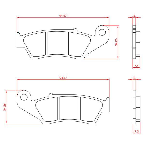 PLAQUETTE DE FREIN MOTO BRENTA OFFROAD ADAPT.  GAS GAS 300 EC 2000>2010 AV / HONDA 125 CRF F 2014>2020 .450 CRF X 2005> AV / SUZUKI 450 RMX 2010>2017 AV / YAMAHA 250 WR F 2001>2016 AV  ( BR6050 )