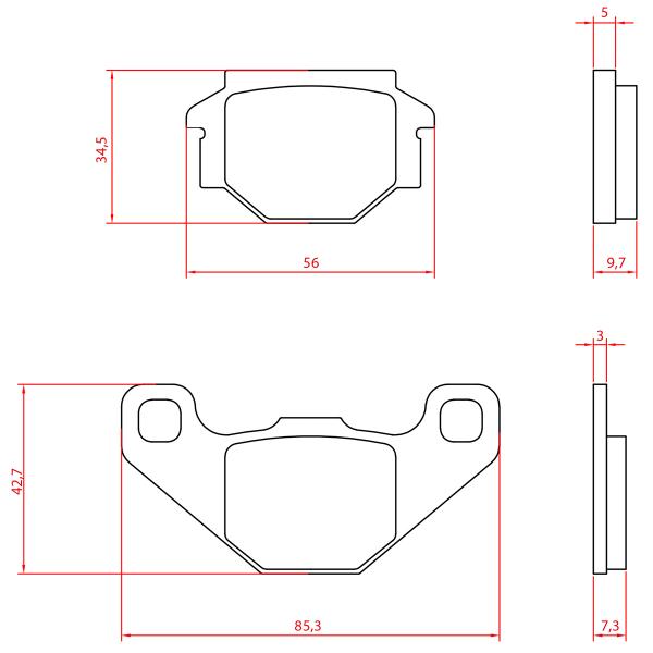 PLAQUETTE DE FREIN SCOOTER BRENTA ORGANIQUE ADAPT. PEUGEOT VIVACITY 50-100CC 1998  (HOMOLOGUEE ECE R90) BR3257
