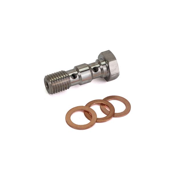 VIS RACCORD BANJO INOX DOUBLE DURITE DE FREIN M10 X 1.25 L: 38MM  (X1) ( INCLUS JOINT )