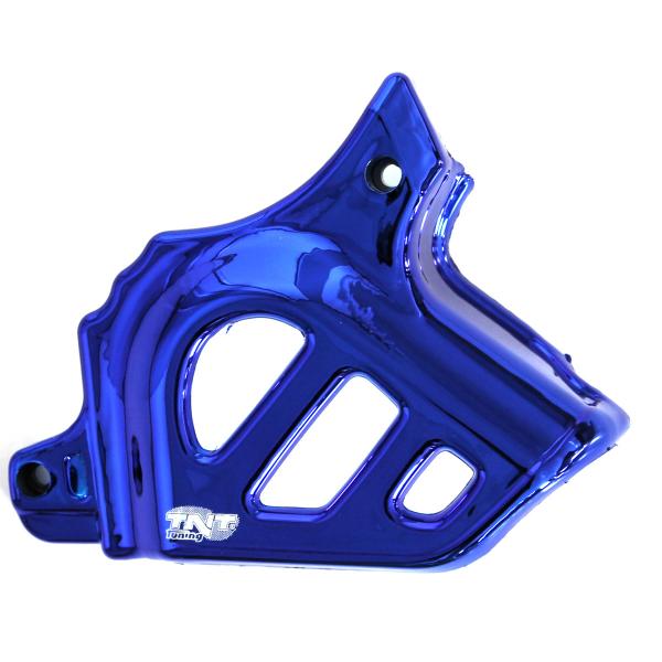 CACHE PIGNON ADAPT. MINARELLI 50 AM6 / MBK 50 X-POWER. X-LIMIT / YAMAHA 50 TZR. DTR / PEUGEOT 50 XPS. XR6 / RIEJU 50 RS1. SMX/BETA 50 RR / APRILIA 50 RS  BLEU ANODISE