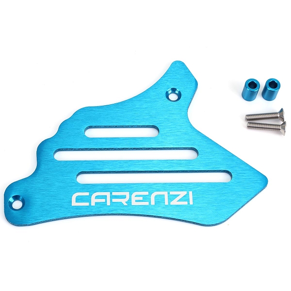 CACHE PIGNON ALUMINIUM CARENZI EVO ADAPT. MINARELLI 50 AM6 / BETA 50 RR / RIEJU 50 MRT / SHERCO 50 SM-R. SE-R  BLEU ANODISE