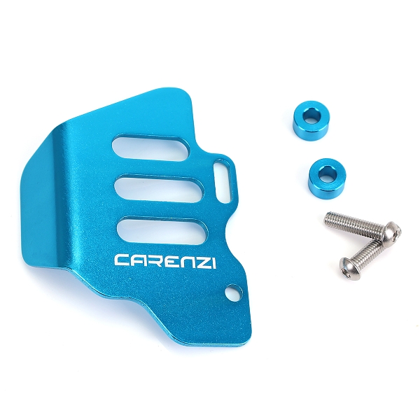 PLATINE DE PROTECTION ALU DE MAITRE CYLINDRE ARRIERE CARENZI EVO ADAPT. MECABOITE 50CC BLEU