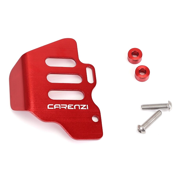 PLATINE DE PROTECTION ALU DE MAITRE CYLINDRE ARRIERE CARENZI EVO ADAPT. MECABOITE 50CC ROUGE