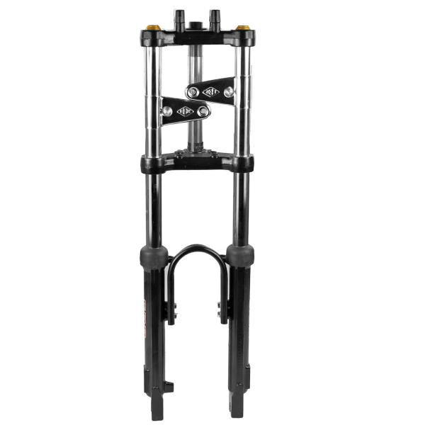 FOURCHE CYCLO EBR ADAPT. PEUGEOT 103 - MBK 51 AVEC STABILISATEUR RENFORCE + REGLAGE PRECHARGE RESSORT NOIR