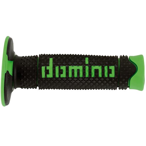 REVETEMENT POIGNEE DOMINO OFFROAD BI-COMPOSANTS NOIR / VERT A260 CLOSED END 120mm (LA PAIRE)