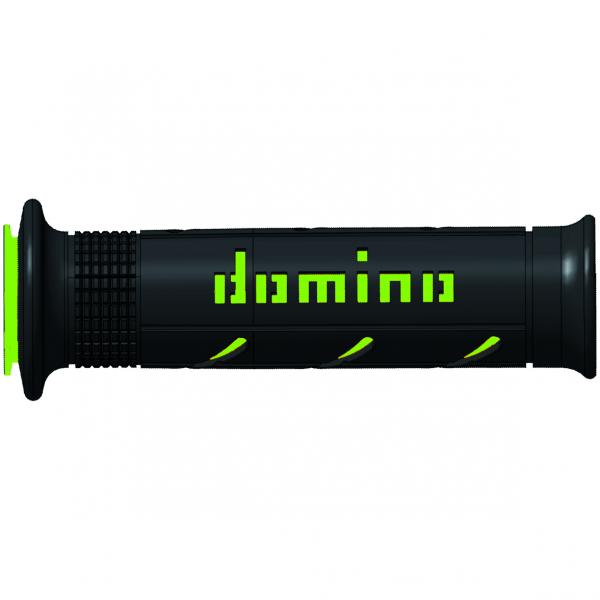 REVETEMENT POIGNEE DOMINO ROAD BI-COMPOSANTS NOIR / VERT A250 OPEN END 120-125mm (LA PAIRE)