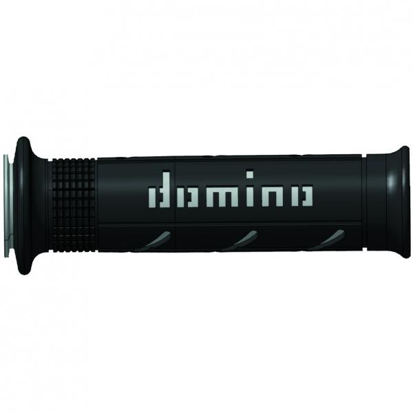 REVETEMENT POIGNEE DOMINO ROAD BI-COMPOSANTS NOIR / GRIS A250 OPEN END 120-125mm (LA PAIRE)