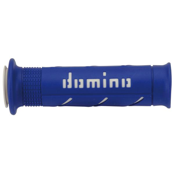 REVETEMENT POIGNEE DOMINO ROAD BI-COMPOSANTS BLEU / BLANC A250 OPEN END 120-125mm (LA PAIRE)