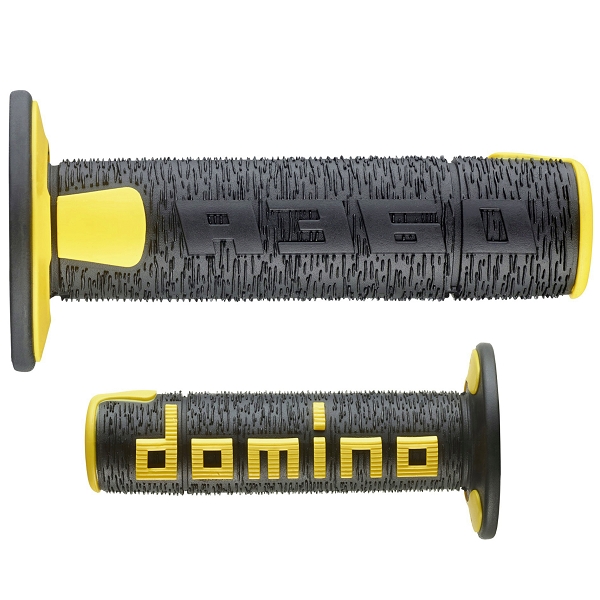 REVETEMENT POIGNEE DOMINO OFFROAD NOIR / JAUNE A360 CLOSED END 120-123mm (LA PAIRE)