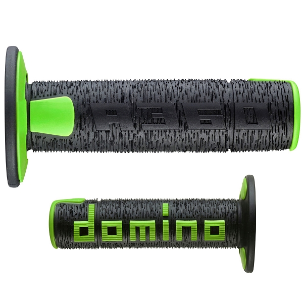 REVETEMENT POIGNEE DOMINO OFFROAD NOIR / VERT A360 CLOSED END 120-123mm (LA PAIRE)