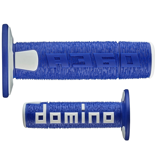 REVETEMENT POIGNEE DOMINO OFFROAD BLEU / BLANC A360 CLOSED END 120-123mm (LA PAIRE)