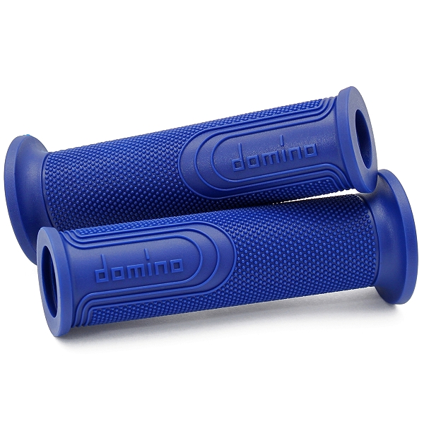 REVETEMENT POIGNEE DOMINO STYLE BLEU /  DEBOUCHE POUR EMBOUT GUIDON / L : 120mm  (LA PAIRE)