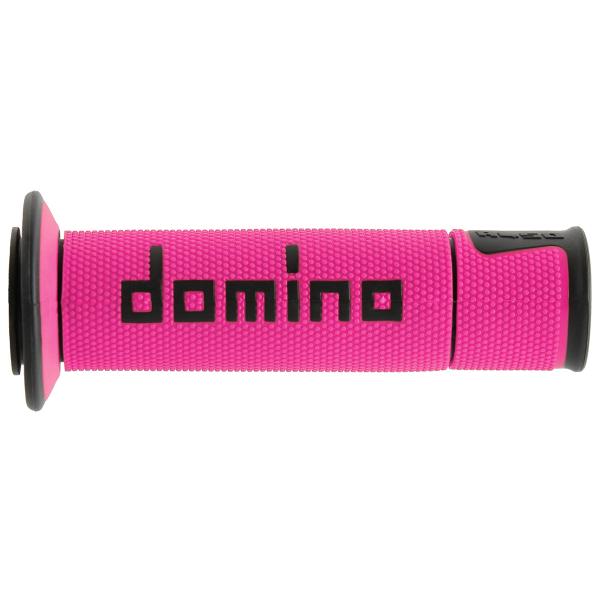 REVETEMENT POIGNEE DOMINO MOTO ON ROAD A450 ROSE NOIR OPEN END 120-125mm (LA PAIRE)