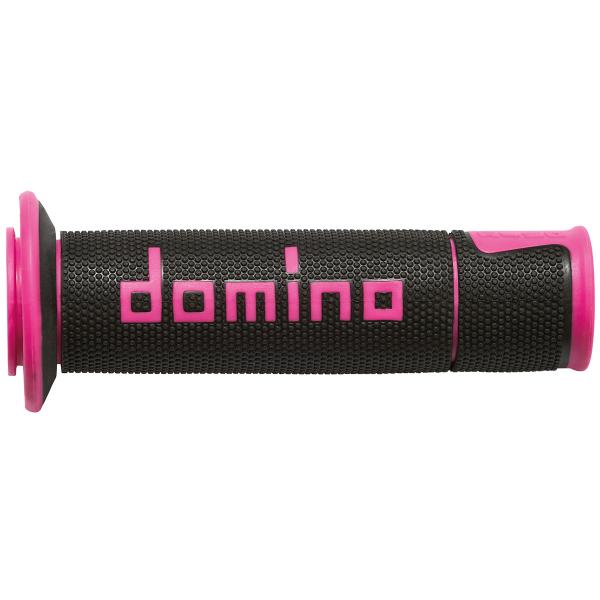 REVETEMENT POIGNEE DOMINO MOTO ON ROAD A450 NOIR / ROSE OPEN END 120-125mm (LA PAIRE)