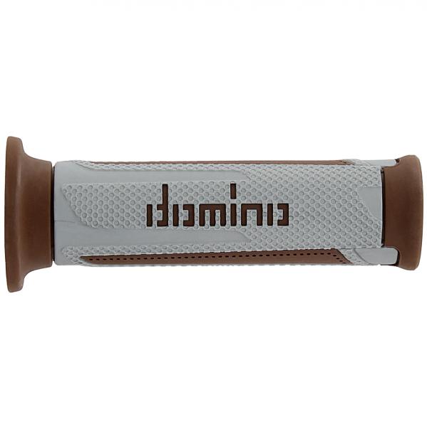 REVETEMENT POIGNEE DOMINO MOTO TOURING  A350 GRIS / MARRON  OPEN END 120mm (LA PAIRE)