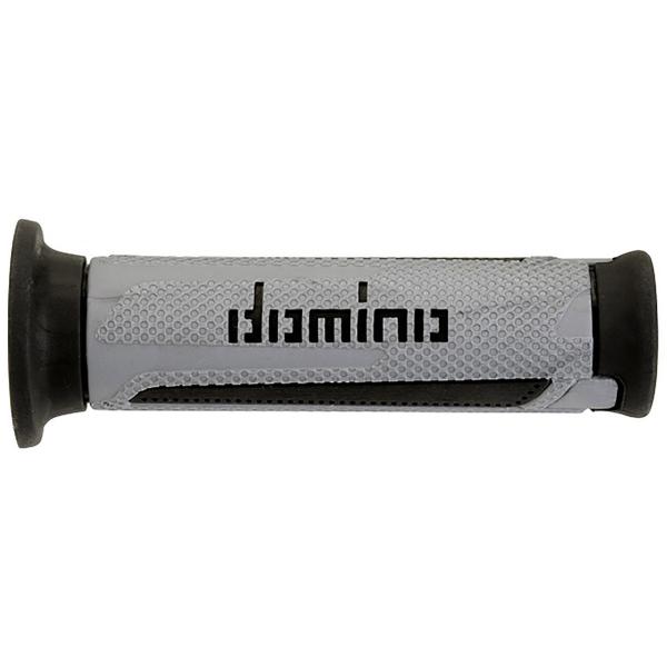 REVETEMENT POIGNEE DOMINO MOTO TOURING  A350 GRIS / NOIR  OPEN END 120mm (LA PAIRE)