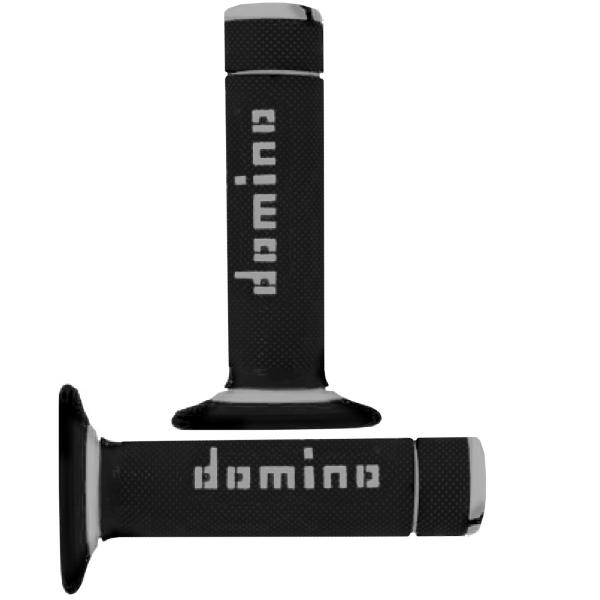 REVETEMENT POIGNEE DOMINO MOTO OFF ROAD A020 NOIR / GRIS CLOSED END 120-123mm (LA PAIRE)