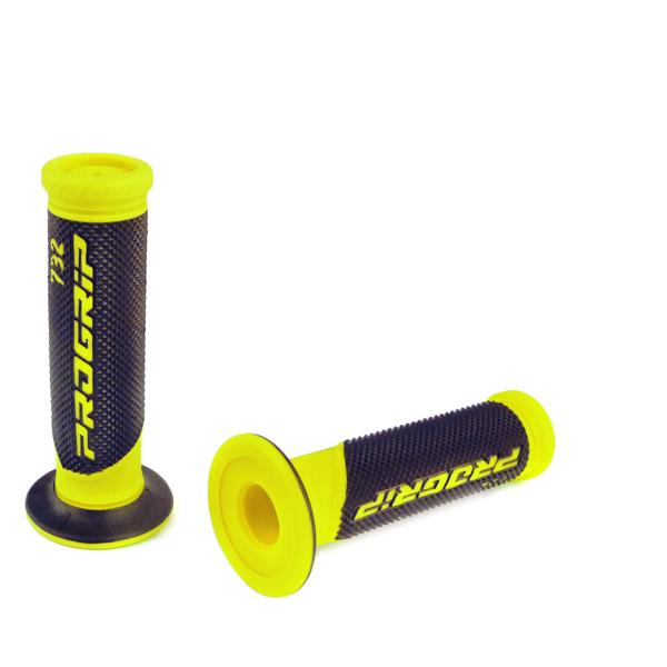 REVETEMENT POIGNEE PROGRIP 732 JAUNE FLUO / NOIR CLOSED END 125mm (LA PAIRE)