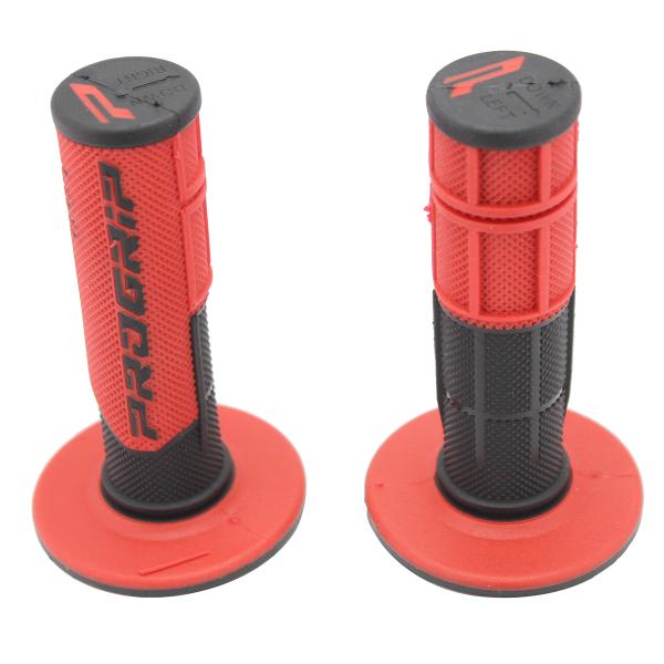 REVETEMENT POIGNEE PROGRIP 801 NOIR / ROUGE CLOSED END 115mm (CROSS/MX) (LA PAIRE)
