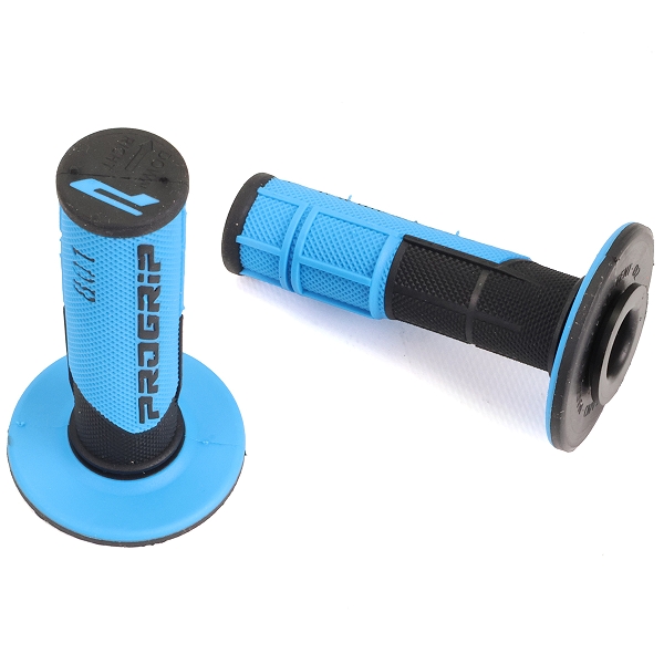 REVETEMENT POIGNEE PROGRIP 801 NOIR / BLEU CLAIR CLOSED END 115mm (CROSS/MX) (LA PAIRE)