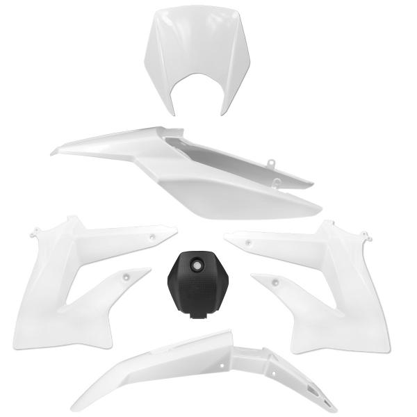 KIT CARROSSERIE ADAPT. DERBI SENDA DRD RACING 2011-2017 / RCR / SMT 2011-2018  BLANC (6 PIECES)