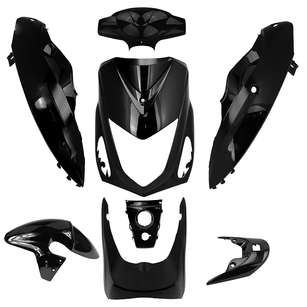 KIT CARROSSERIE ADAPT. TNT MOTOR ROMA / NECO ONE 10 POUCES NOIR MAT  (8 PIECES)