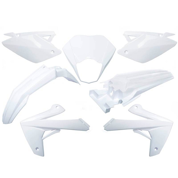 KIT CARROSSERIE  ADAPT. RIEJU 50 MRT 2009>. MRT ENDURO 2009>. MRT PRO 2009>. MRT SM 2009> 125 MARATHON ->2022  (7 PIECES) BLANC