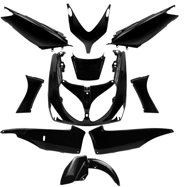 KIT CARROSSERIE ADAPT. YAMAHA TMAX 500cc 2001-2007 NOIR BRILANT (10 PIECES) ( TYPE ORIGINE )  QUALITE PREMIUM