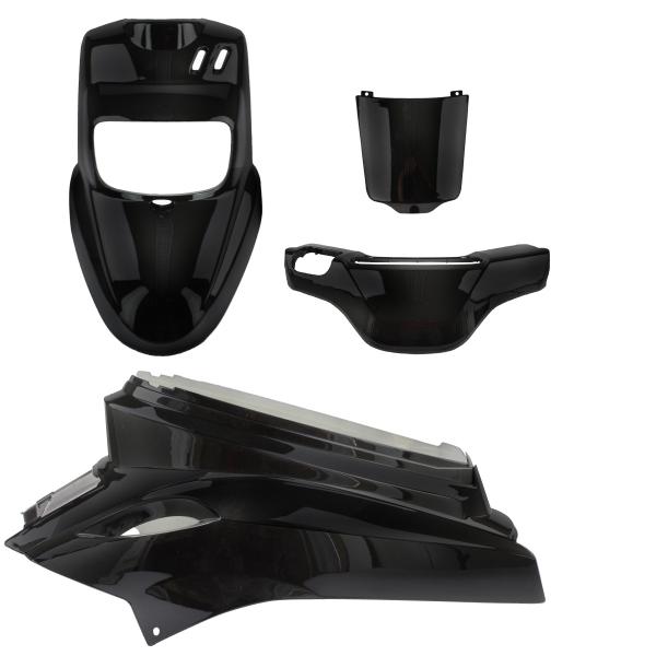 KIT CARROSSERIE ADAPT. MBK 50 BOOSTER 2004-2017 / YAMAHA 50 BWS 2004-2017 ( TYPE ORIGINE) NOIR METAL  (4 PIECES)