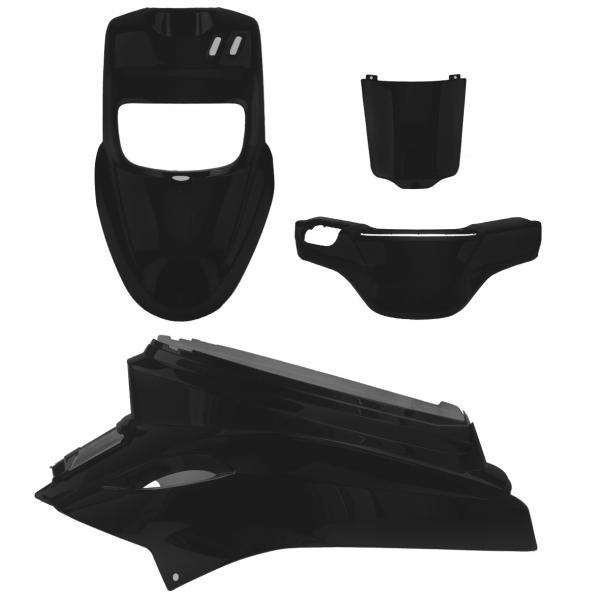 KIT CARROSSERIE ADAPT. MBK 50 BOOSTER 2004-2017 / YAMAHA 50 BWS 2004-2017 ( TYPE ORIGINE )  NOIR MAT (4 PIECES)