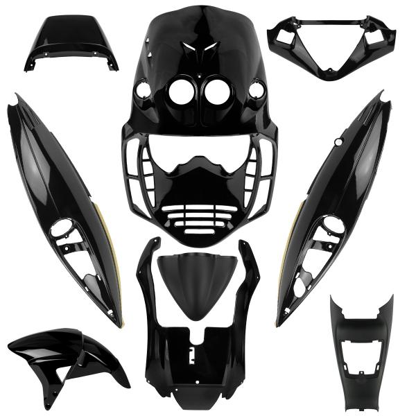 KIT CARROSSERIE ADAPT. MALAGUTI F12 LC NOIR BRILLANT 2002-2006 (9 PIECES)