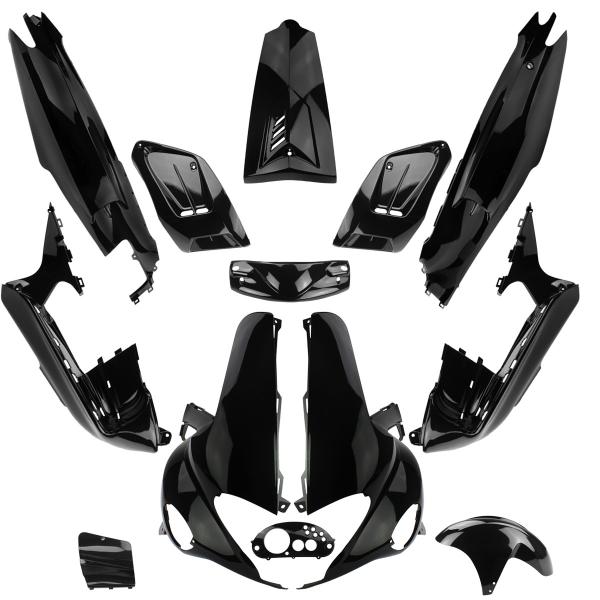 KIT CARROSSERIE ADAPT. GILERA RUNNER 1997-2004  50-125-180CC  NOIR BRILLANT (13 PIECES)