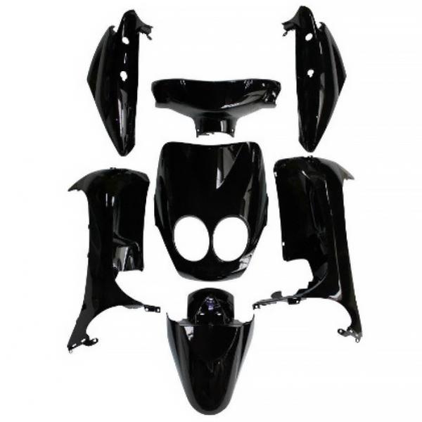 KIT CARROSSERIE ADAPT. MBK 50 OVETTO 2008-2010 /  YAMAHA 50 NEOS 2008-2010  NOIR BRILLANT (7 PIECES)