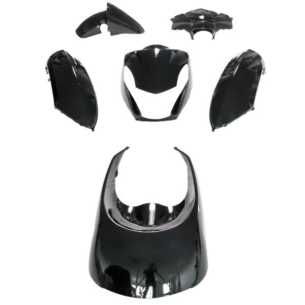 KIT CARROSSERIE ADAPT. PEUGEOT KISBEE 2T ET 4T NOIR BRILLANT 2010-2017 (6 PIECES)