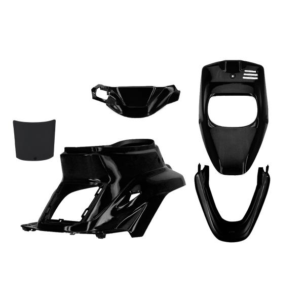 KIT CARROSSERIE ADAPT. MBK 50 BOOSTER 1999-2003 / YAMAHA 50 BWS 1999-2003 NOIR MAT (5 PIECES)