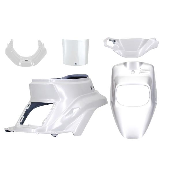 KIT CARROSSERIE ADAPT. MBK 50 BOOSTER 1999-2003 / YAMAHA 50 BWS 1999-2003  BLANC METAL (5 PIECES)