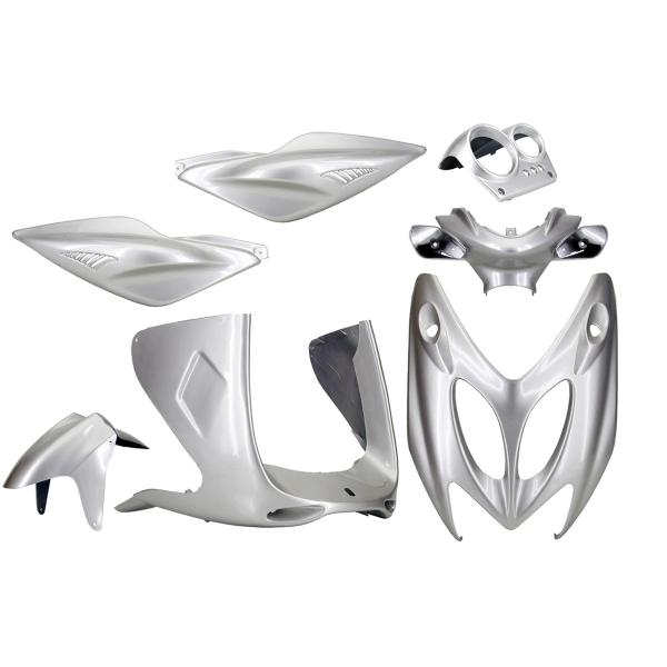 KIT CARROSSERIE ADAPT. MBK NITRO / YAMAHA AEROX GRIS METAL 1997-2012 (7 PIECES)