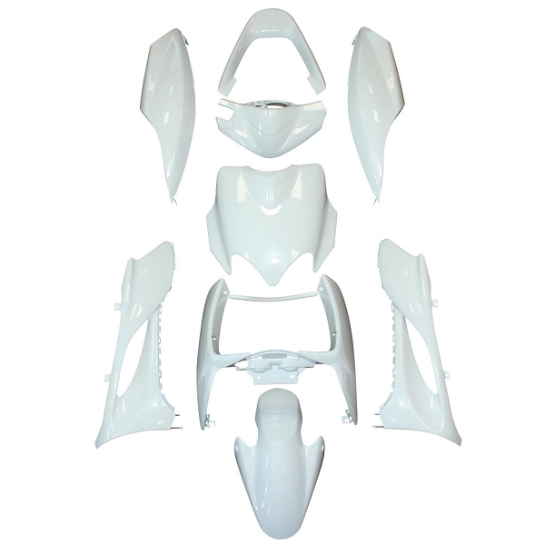 KIT CARROSSERIE ADAPT. MBK MACH G / YAMAHA JOG BLANC (9 PIECES)