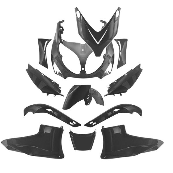 KIT CARROSSERIE ADAPT. YAMAHA TMAX 500cc 2001-2007 NOIR MAT (12 PIECES)