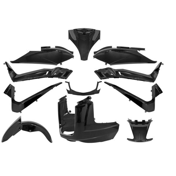 KIT CARROSSERIE ADAPT. YAMAHA XMAX 125-250CC 2006-2009 NOIR BRILLANT  (11 PIECES)
