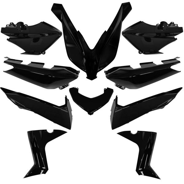 KIT CARROSSERIE ADAPT. YAMAHA XMAX 125 / 250 / 400CC 2014-2017 NOIR BRILLANT  (10 PIECES)