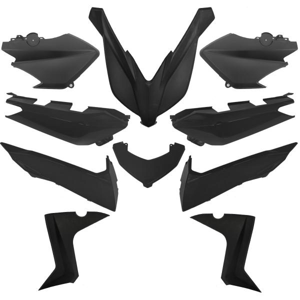 KIT CARROSSERIE ADAPT. YAMAHA XMAX  125 / 250 / 400  2014-2017 NOIR MAT (10 PIECES)